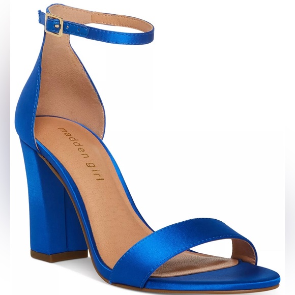 Shoes - Blue Satin Heels